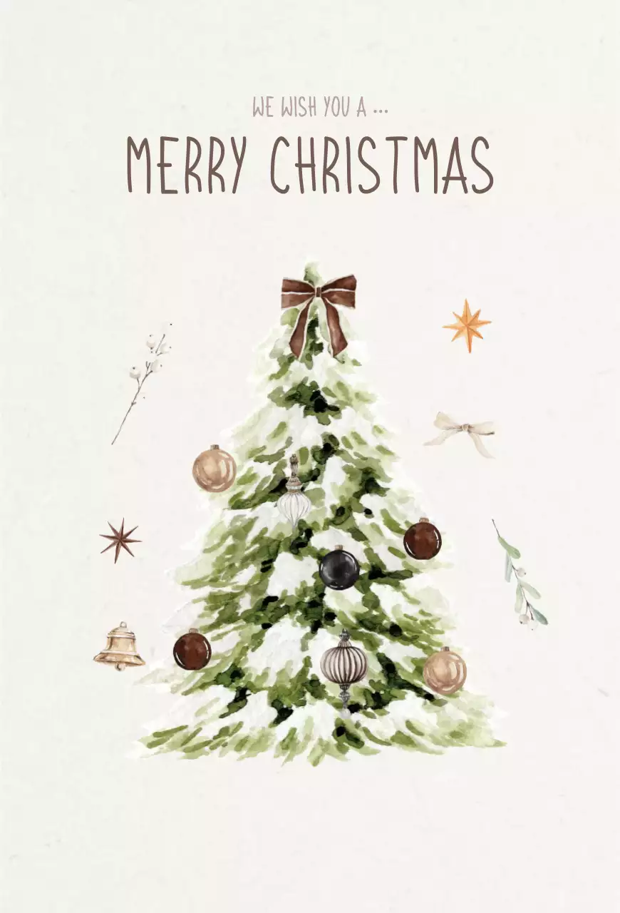 베이지 빈티지 크리스마스 엽서