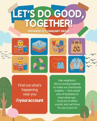 Pengumuman Komunitas Retro Berwarna-warni Postingan Instagram