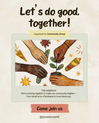 Undangan Komunitas Bergaya Pedesaan Warna Krem Melalui Unggahan Instagram