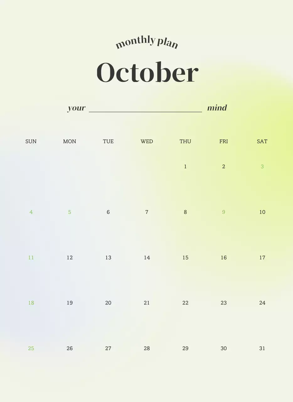 그라데이션 미니멀 달력 캘린더