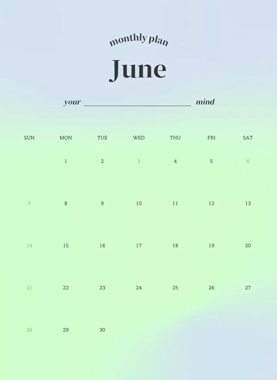 그라데이션 미니멀 달력 캘린더