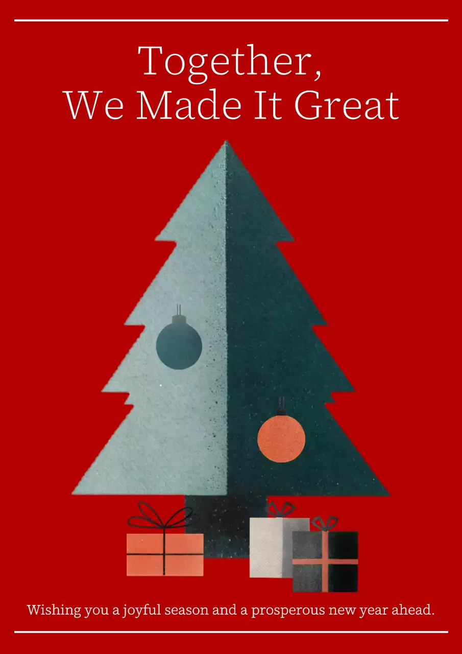 Kartu Ucapan Liburan Minimalis Merah