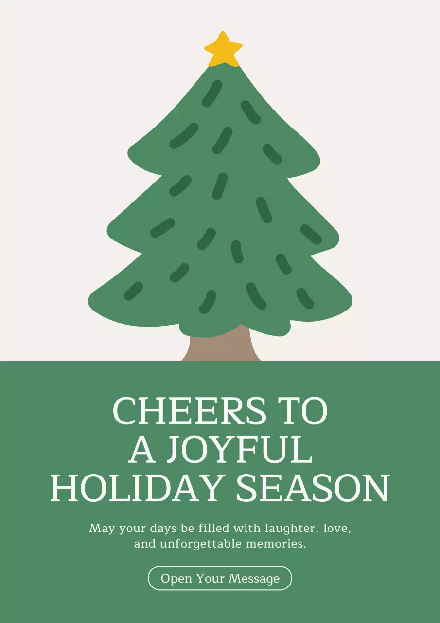 Cartão de Boas Festas Simples e Verde