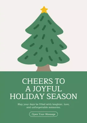 Cartão de Boas Festas Simples e Verde