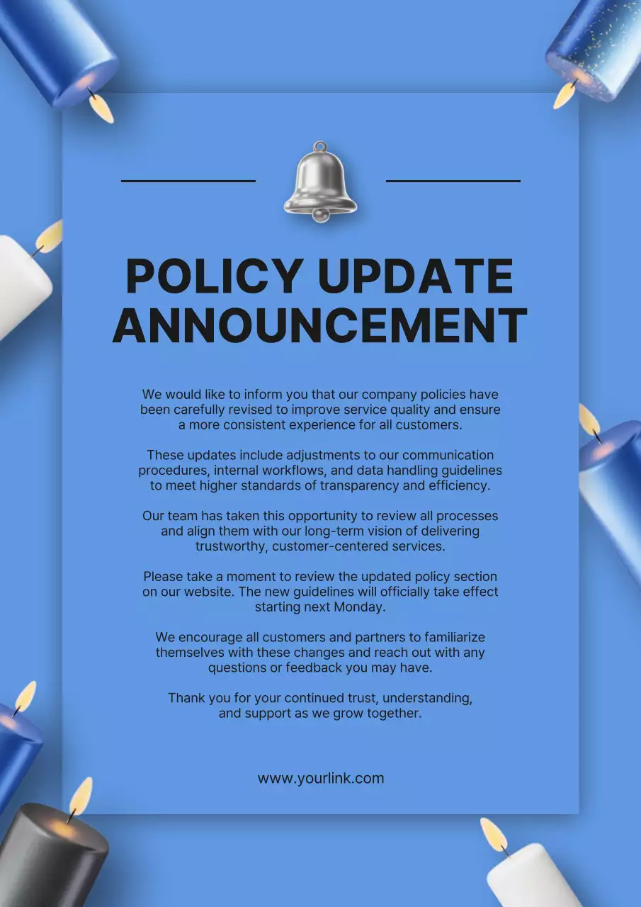 Blue Modern Policy Announcement Poster