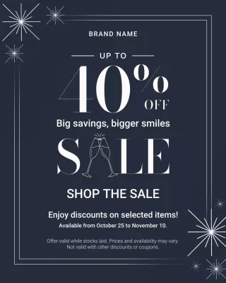 Retrato elegante em azul marinho para promoção de venda no Instagram