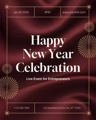 Pengumuman Bisnis Elegan Berwarna Merah Marun untuk Instagram (Vertikal)