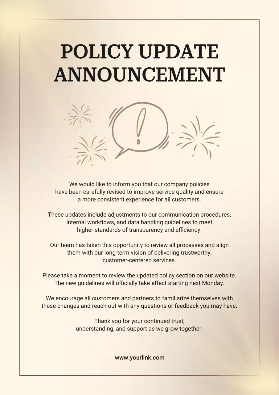 Beige Classic Policy Announcement Poster