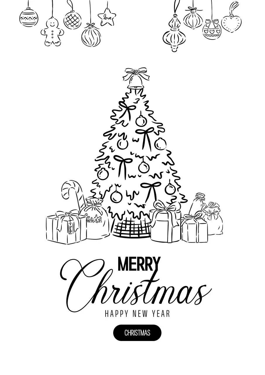 흑백라인 크리스마스 트리 포스터