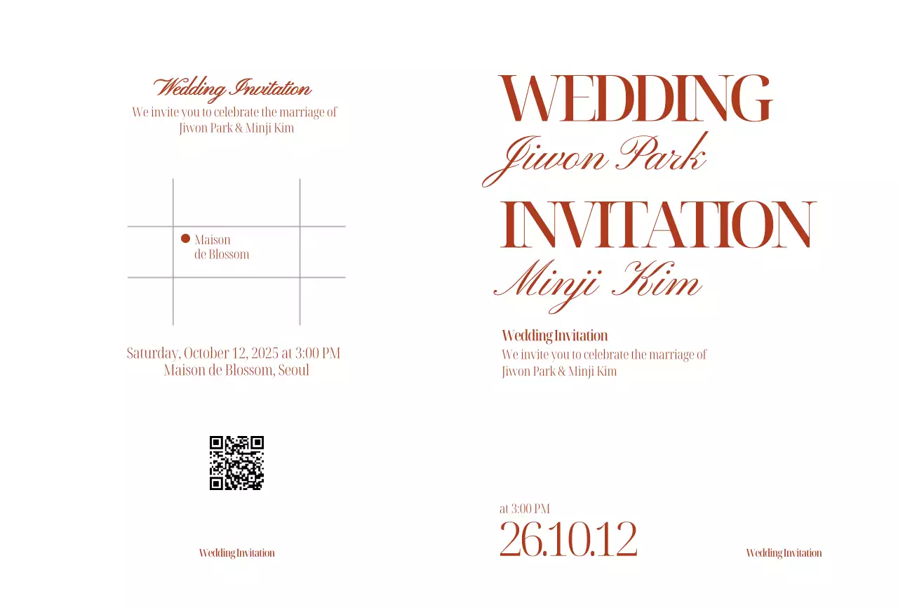 웨딩청첩장 레드타이포 엽서