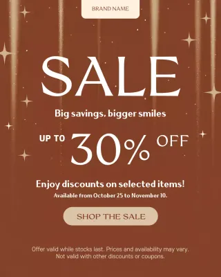 Potret Instagram Promosi Penjualan Elegan Cokelat