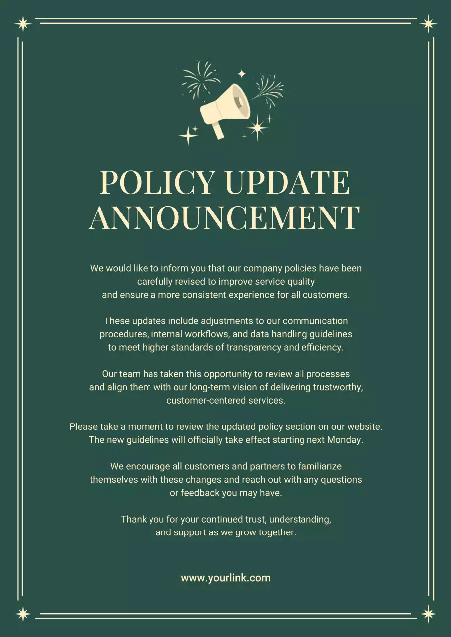 Green Elegant Policy Announcement Poster