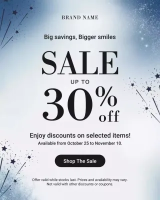 Retrato moderno azul para promoção de venda no Instagram