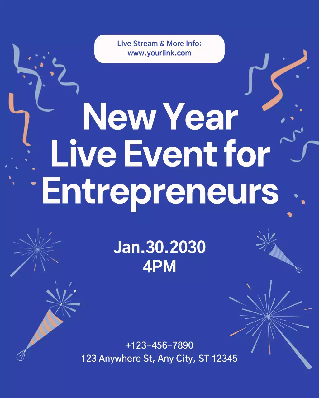 Pengumuman Langsung Bisnis Modern Biru Instagram Vertikal