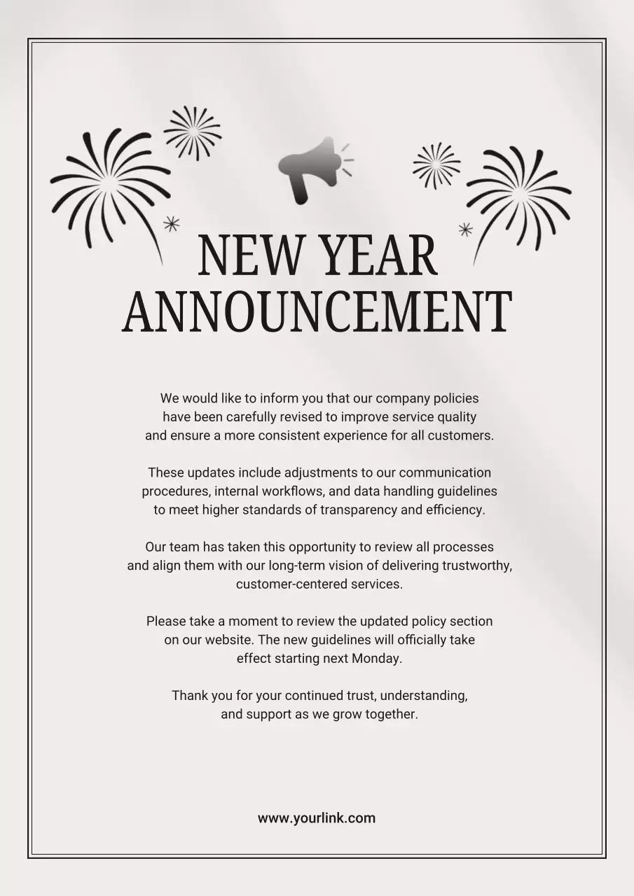 Beige Elegant Policy Announcement Poster