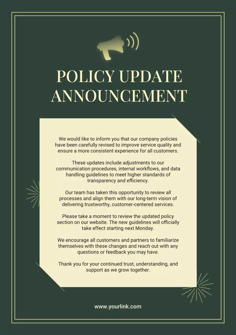 Green Elegant Policy Announcement Poster