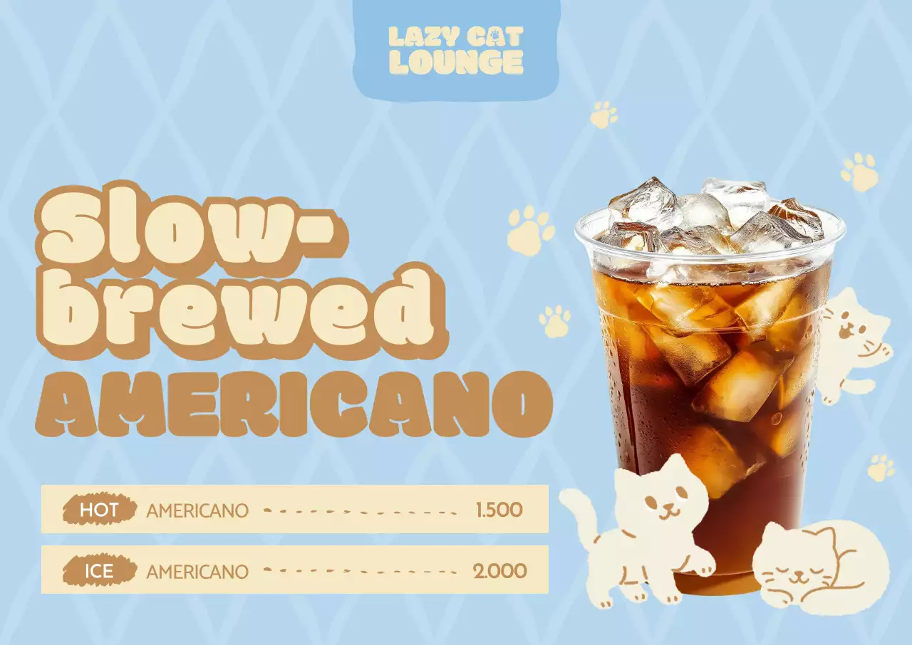 하늘색 아기자기한 커피 메뉴판