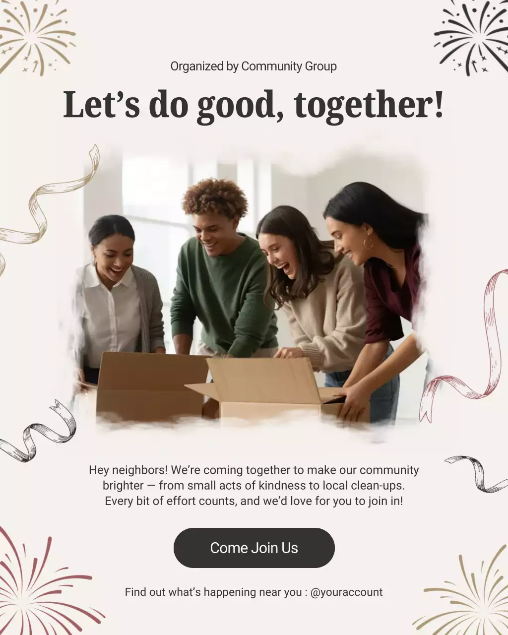 Undangan Komunitas Modern Berwarna Krem (Postingan Instagram)