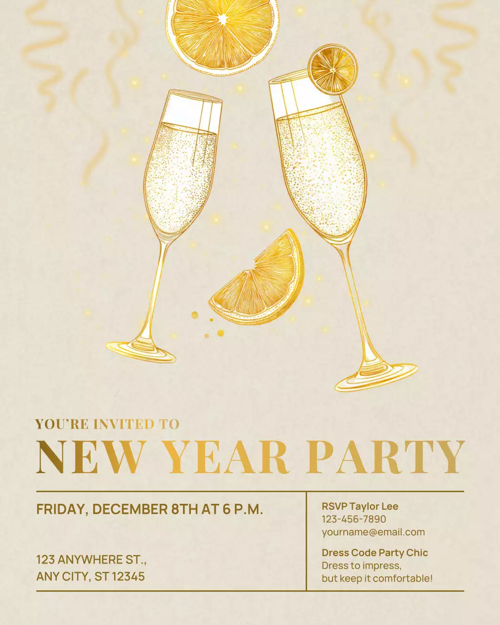 Undangan Koktail Elegan Berwarna Emas (Unggahan Instagram)