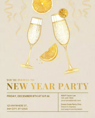 Undangan Koktail Elegan Berwarna Emas (Unggahan Instagram)