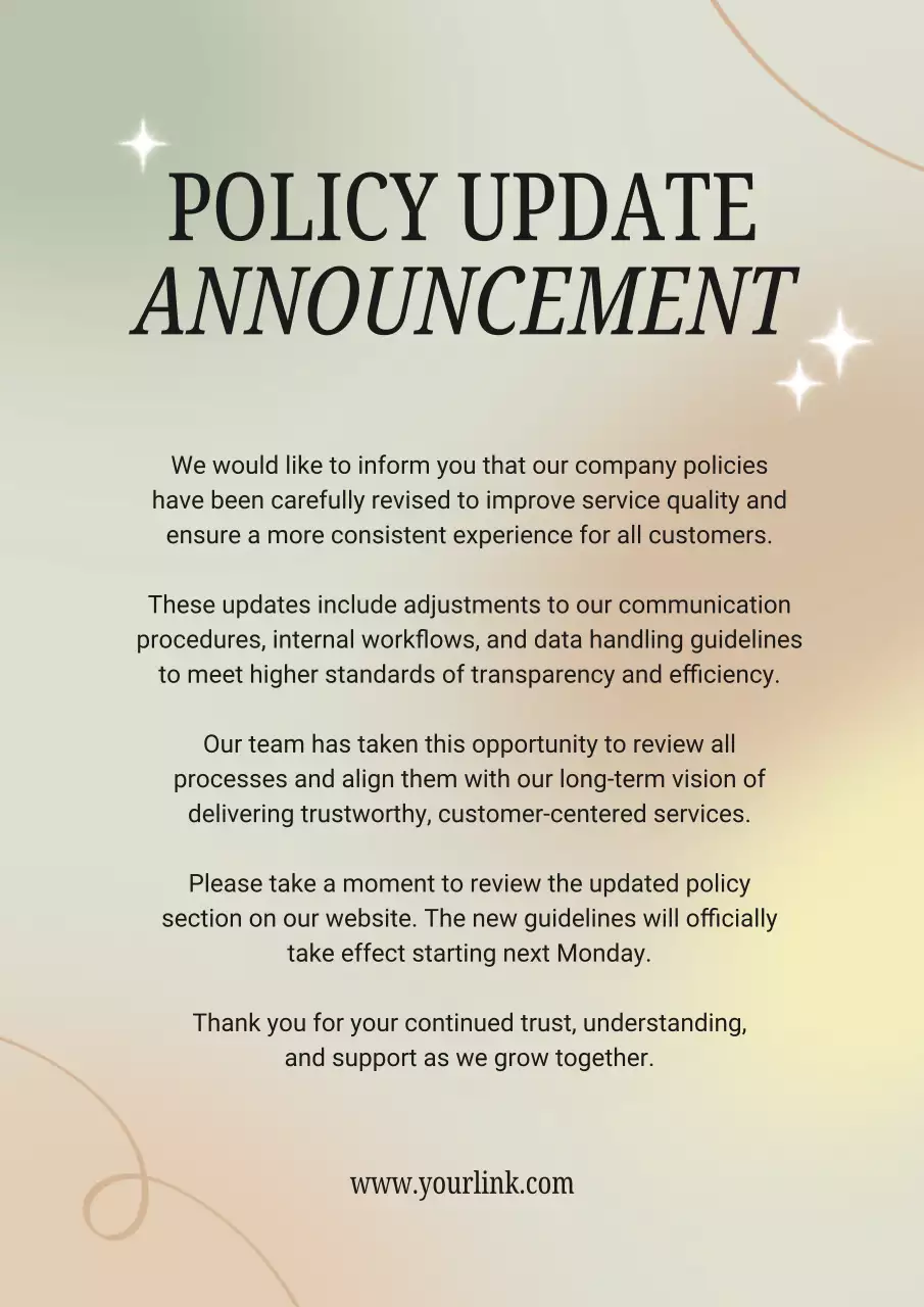 Beige Modern Policy Announcement Poster