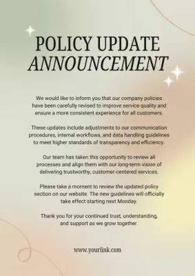 Beige Modern Policy Announcement Poster