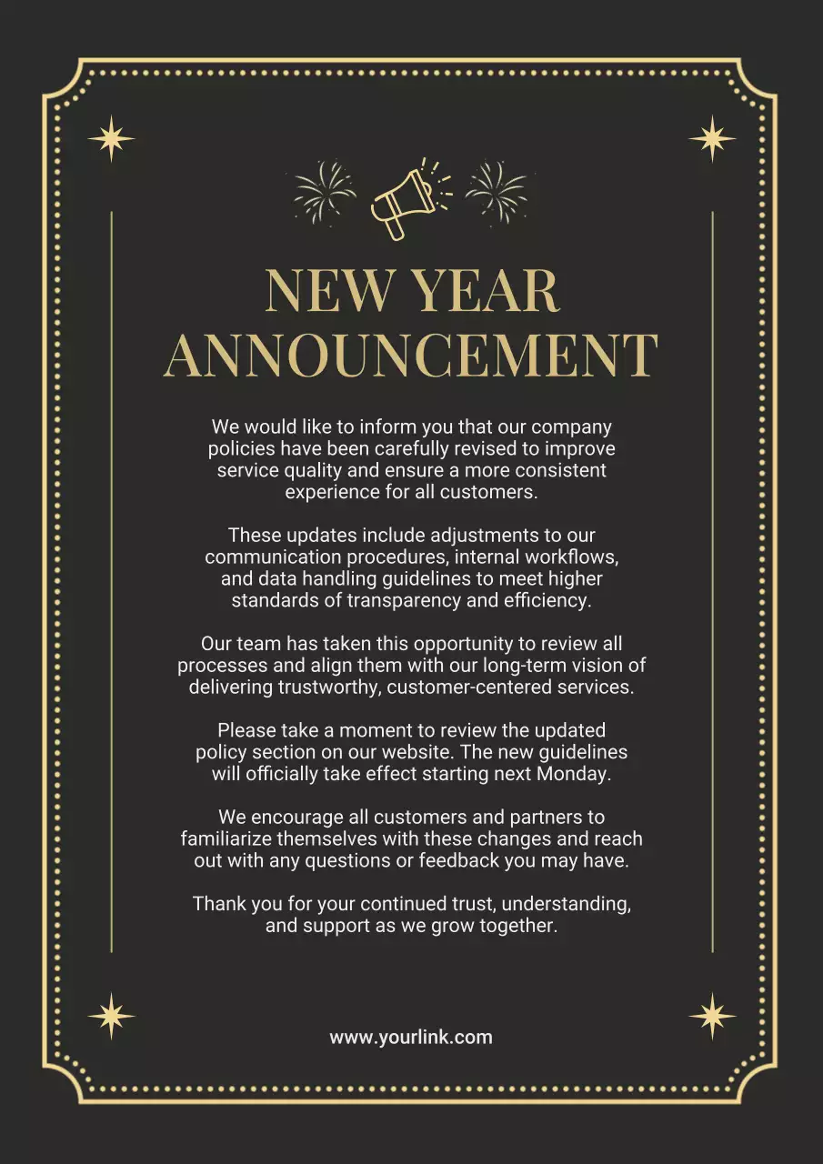 Black Elegant Policy Announcement Poster