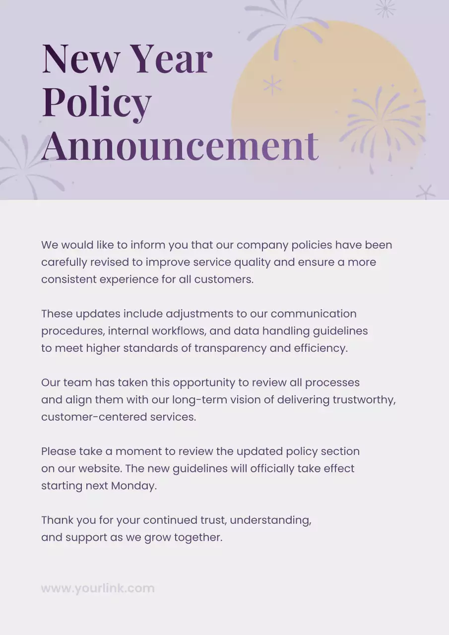 Beige Elegant Policy Announcement Poster