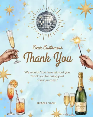 Unggahan Instagram Kartu Ucapan Terima Kasih Elegan Berwarna Biru