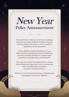 Poster Pengumuman Kebijakan Elegan Berwarna Cokelat