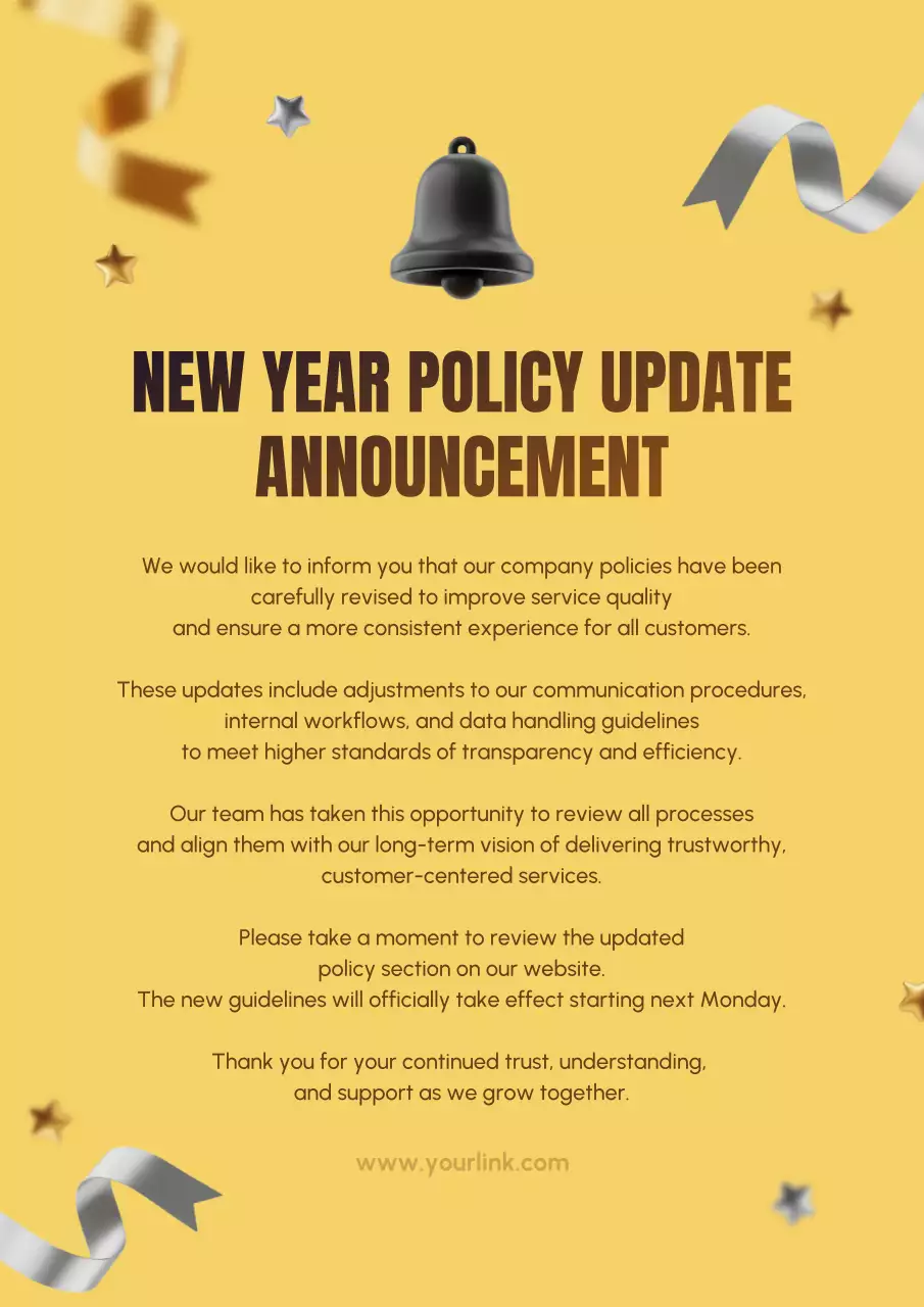 Poster Pengumuman Kebijakan Emas Modern