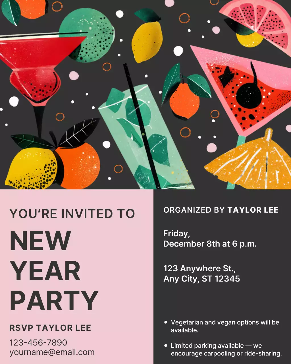 Colorful Modern Cocktail Invitation Instagram Post