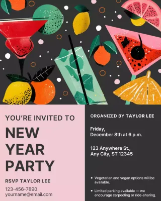 Colorful Modern Cocktail Invitation Instagram Post