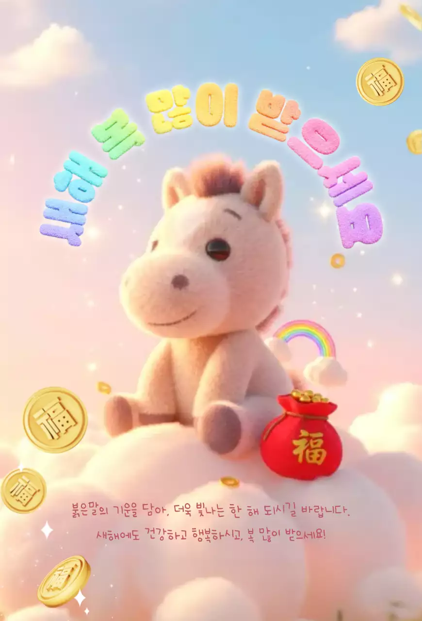 무지개 아기자기한 새해 기념