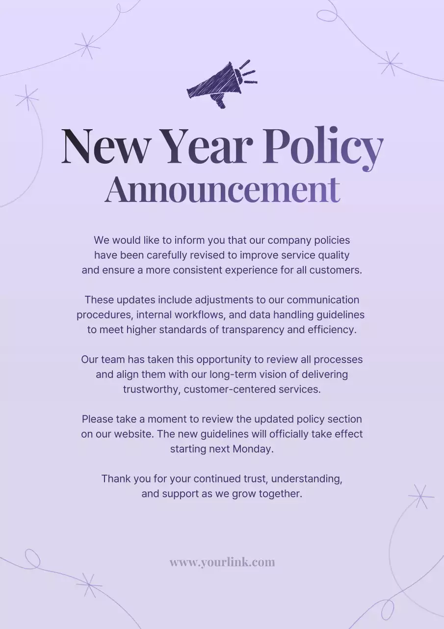 Grey Elegant Policy Announcement Poster