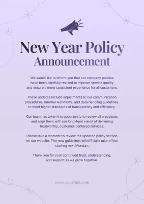 Grey Elegant Policy Announcement Poster