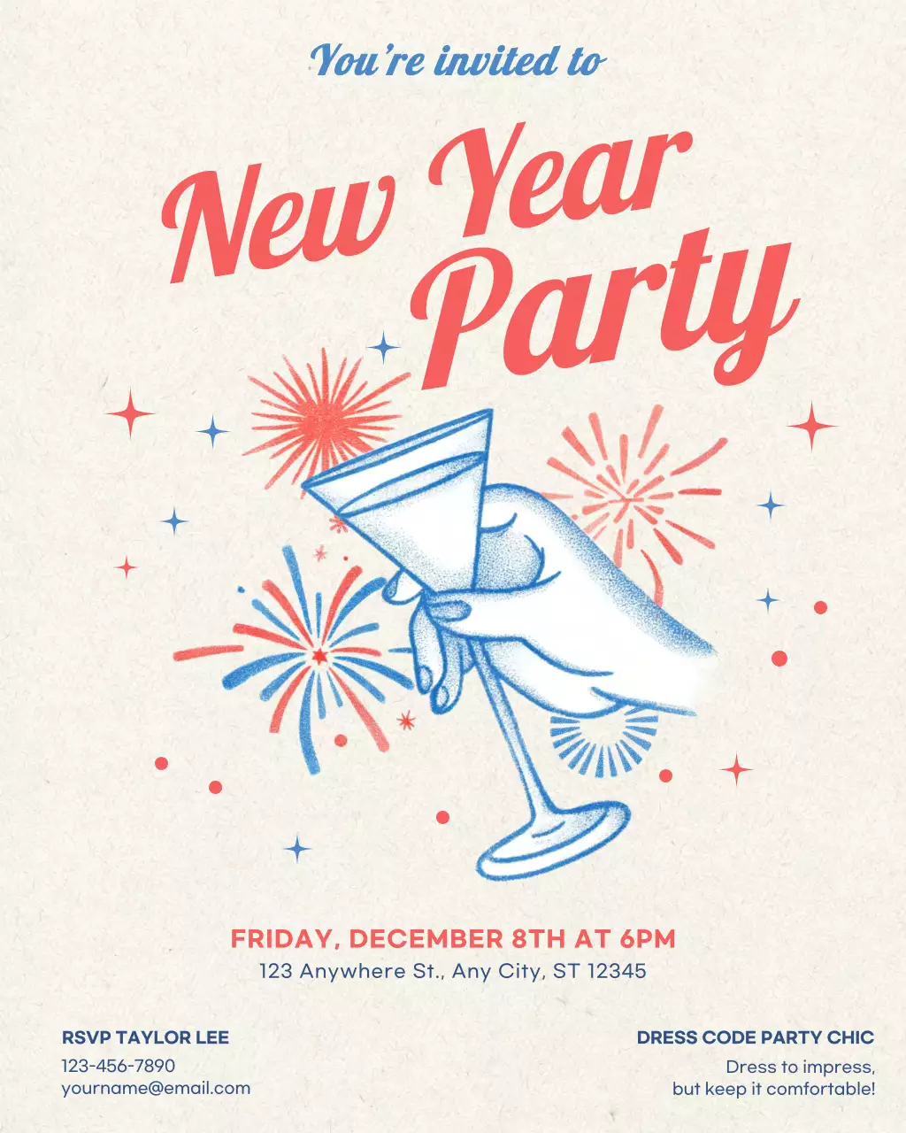 Convite para coquetel retrô bege - Postagem no Instagram