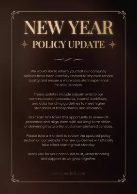 Poster Pengumuman Kebijakan Elegan Berwarna Cokelat