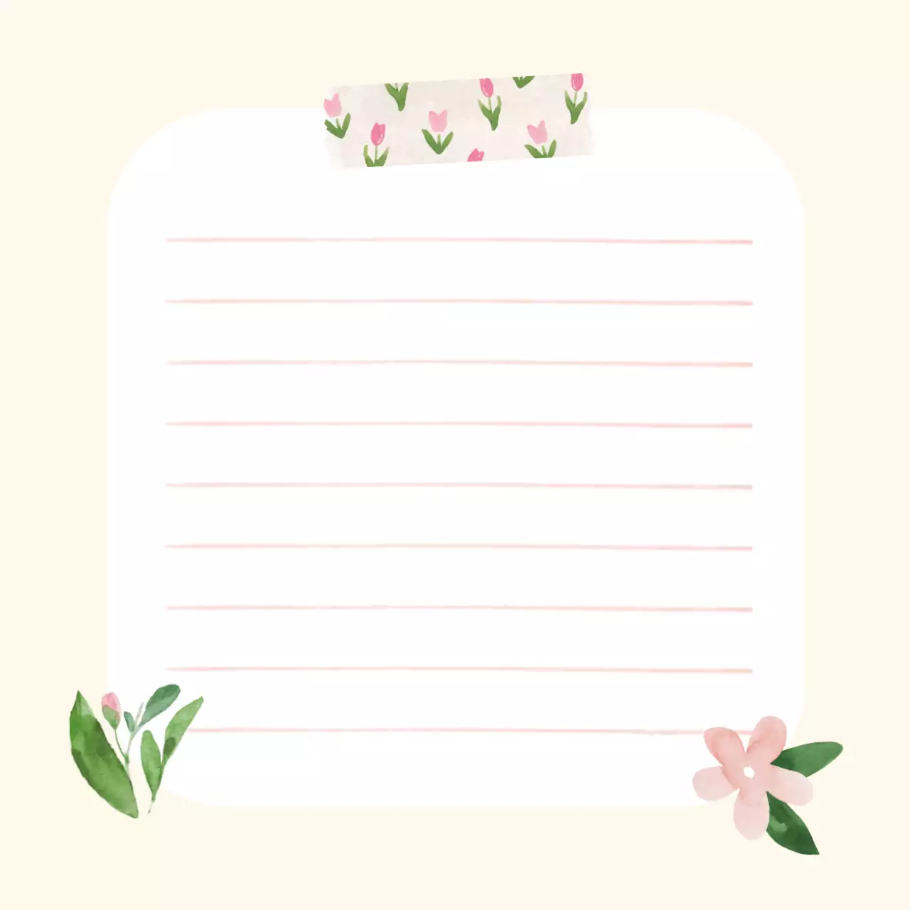 봄을 알리는 베이지 아기자기 수채화 메모디자인