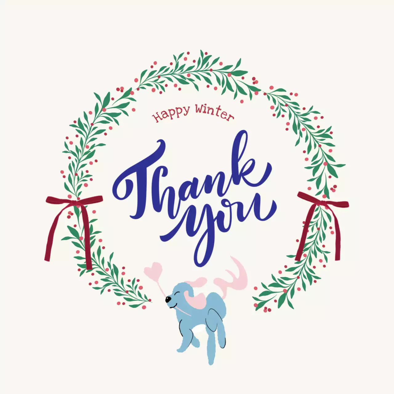 아이보리 아기자기한 감사 카드