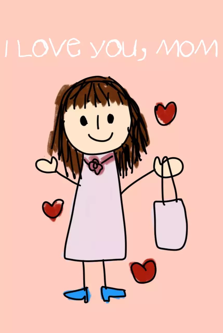 분홍색의 귀여운 엄마 사랑해요 편지