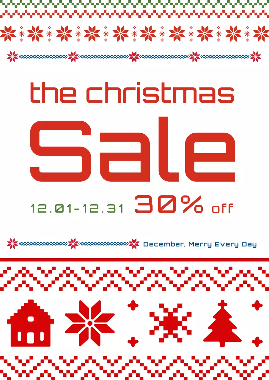 Red-colored Nordic pattern Christmas sale promotion