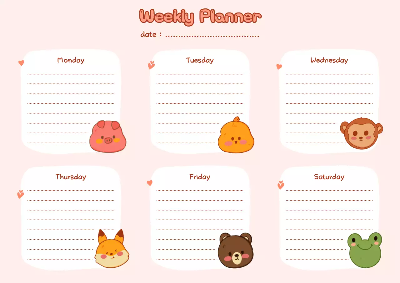 Cute Weekly Planner