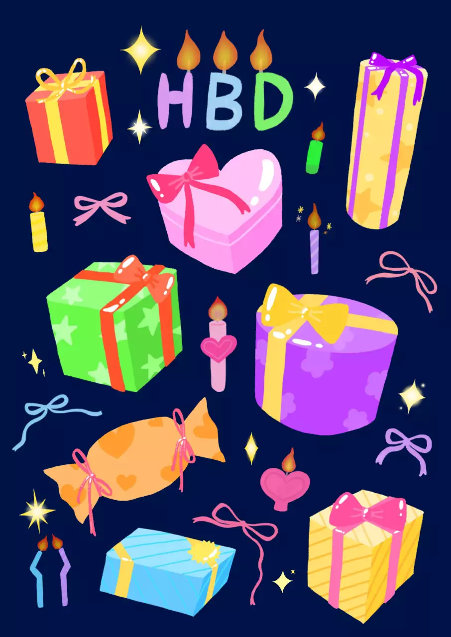 아기자기한 생일 축하 선물 포스터