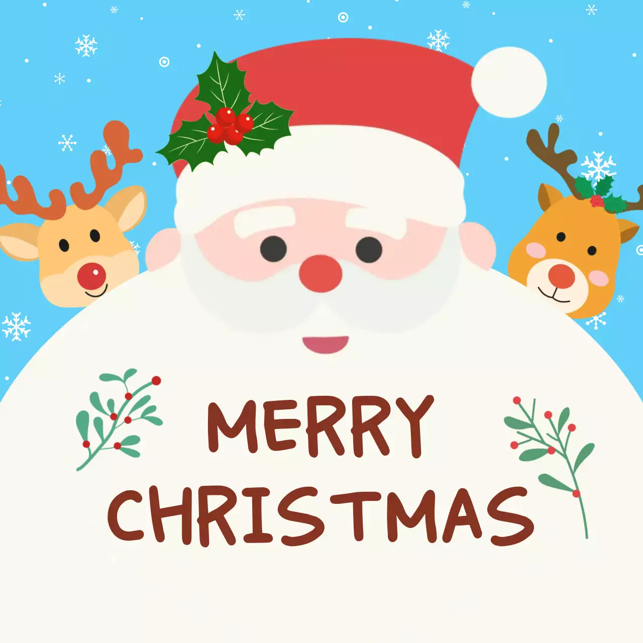 하늘색 아기자기한 크리스마스 카드