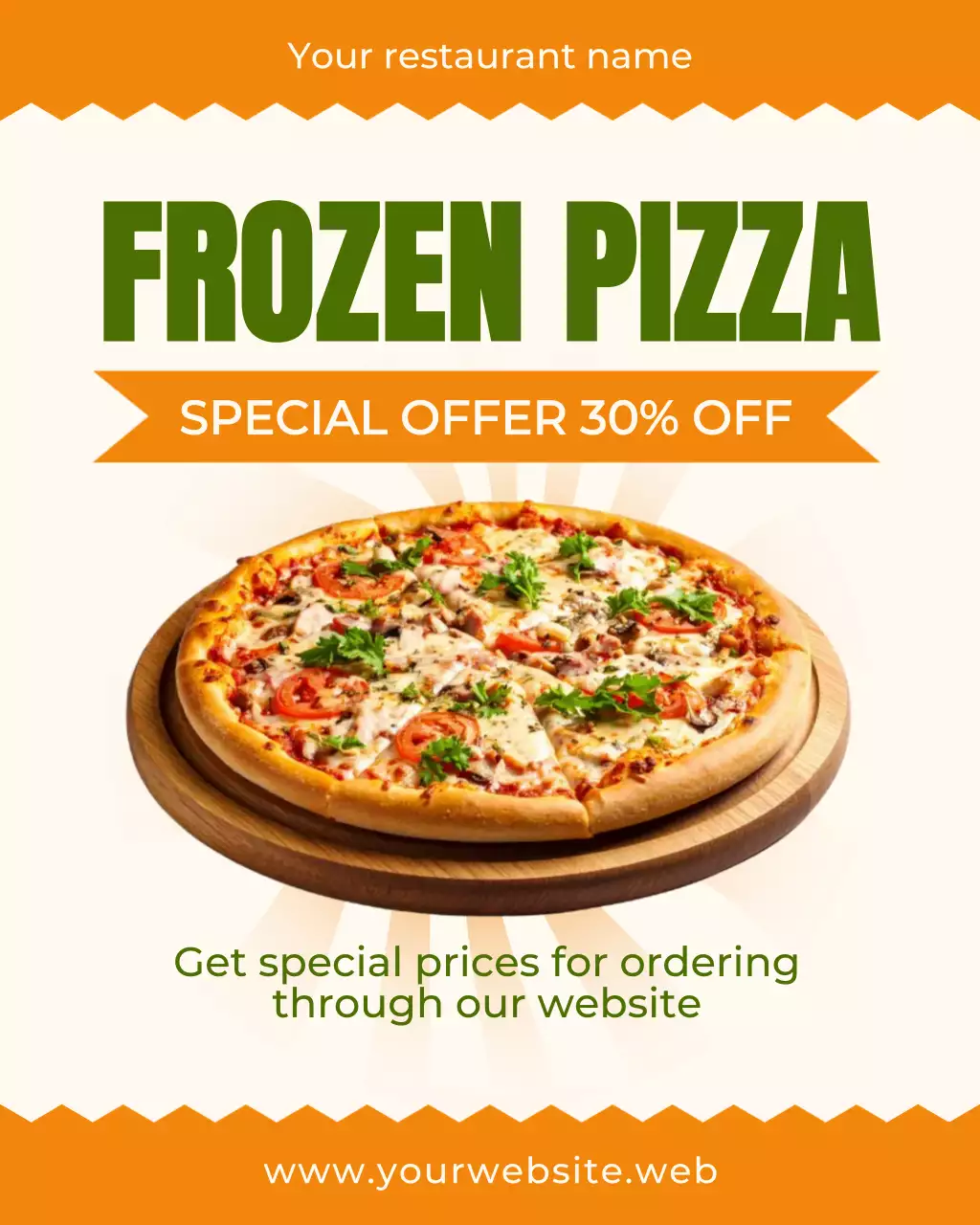 주황 모던 피자 광고