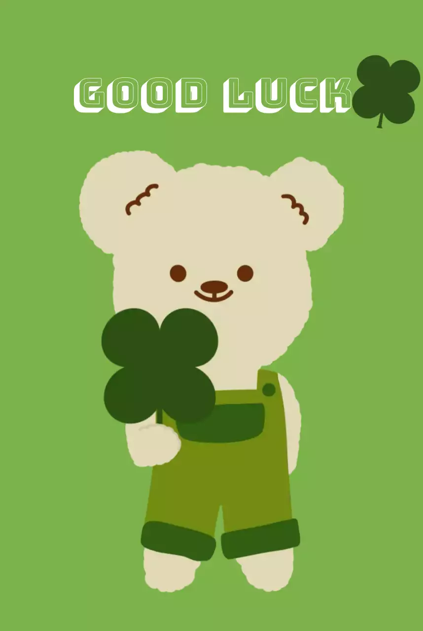 초록색의 귀여운 행운의 곰돌이 편지