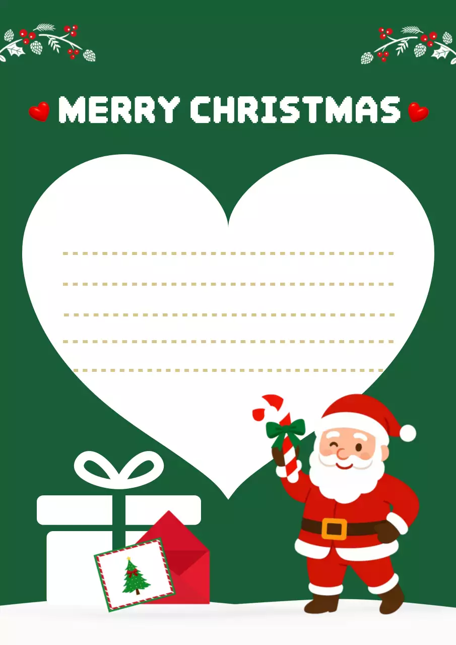 초록 아기자기한 크리스마스 축하 메세지