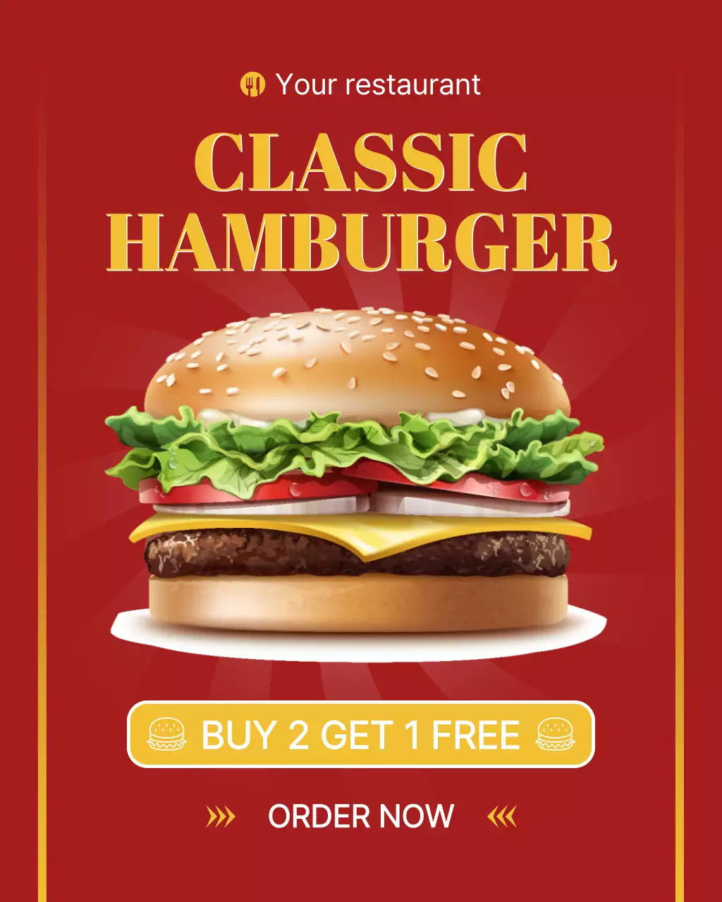 빨강 모던 햄버거 광고