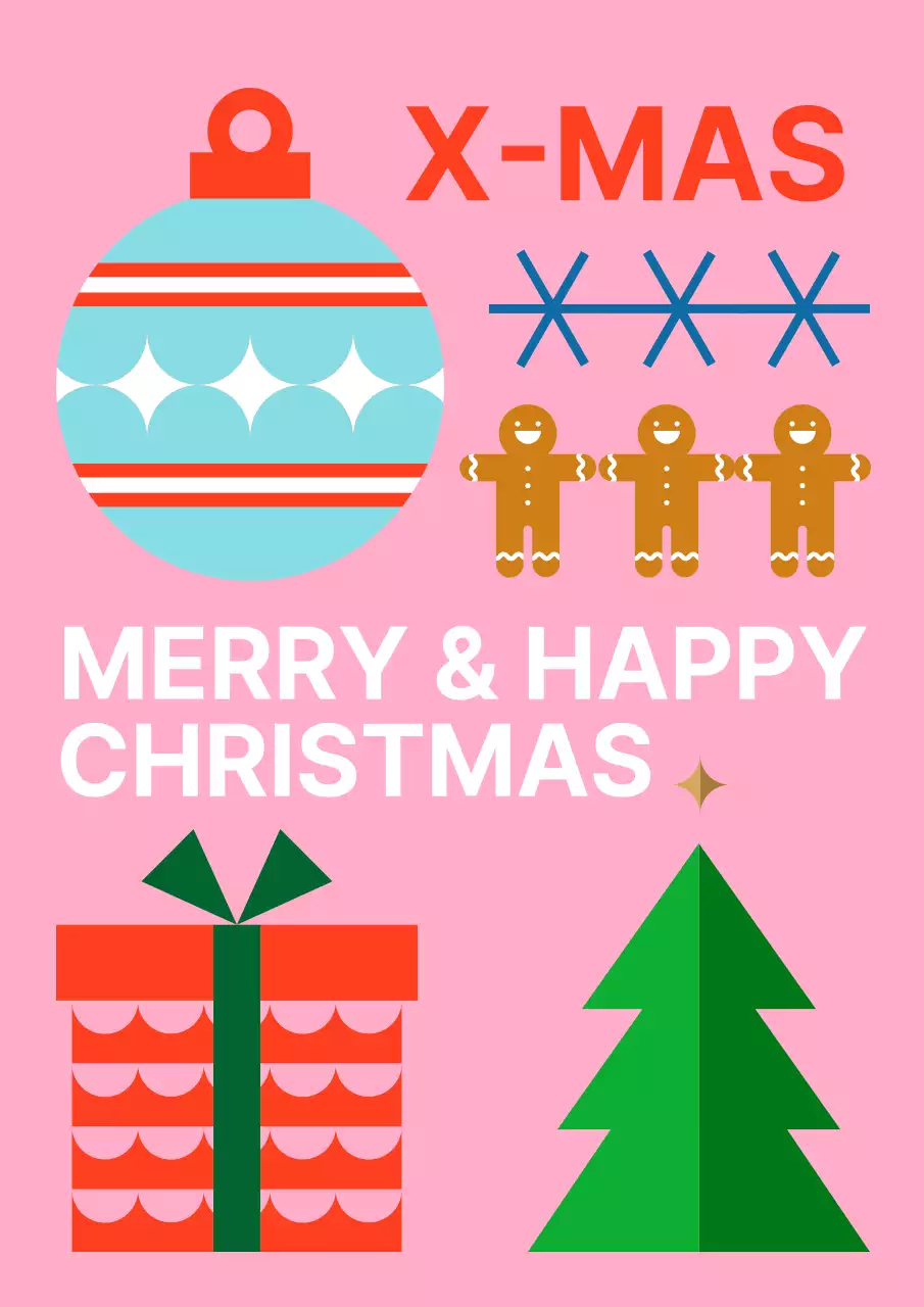 핑크 레트로 크리스마스 카드